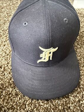 Black Baseball Cap with Raised Gold 'F' Logo